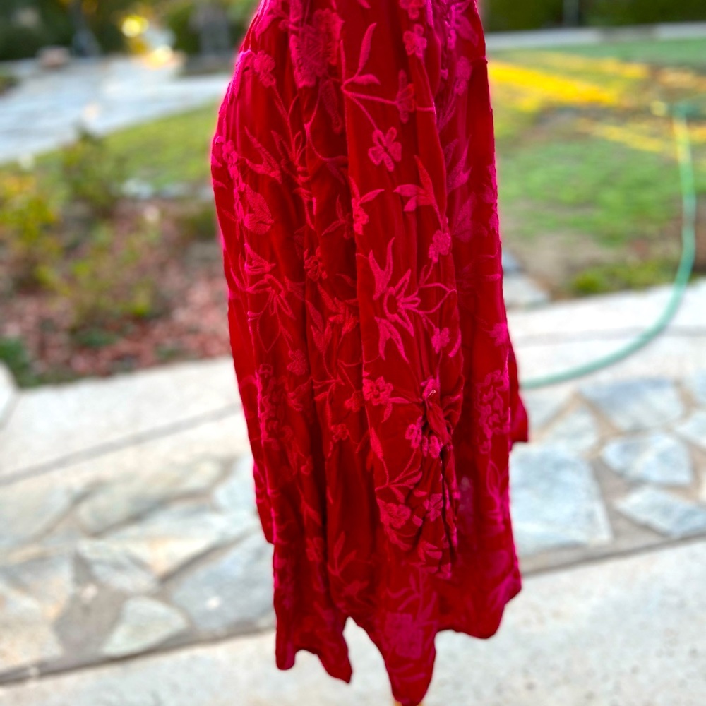 Johnny Was Red Pink floral embroidered blouse - Picture 8 of 12